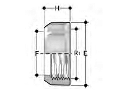 Чертёж Гайка с резьбой для разборных муфт PVDF 32 мм