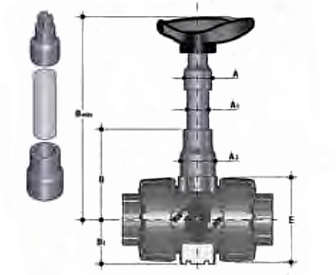 Чертёж Удлинитель штока PVDF 20 мм
