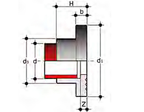 Чертёж Бурт (по стандарту ANSI) для сварки враструб PVDF PN16 32 мм