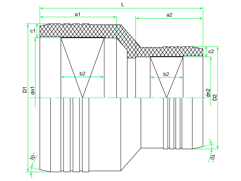 Чертёж Переход электросварной FS-Plast ПЭ100 SDR11 140*110 мм