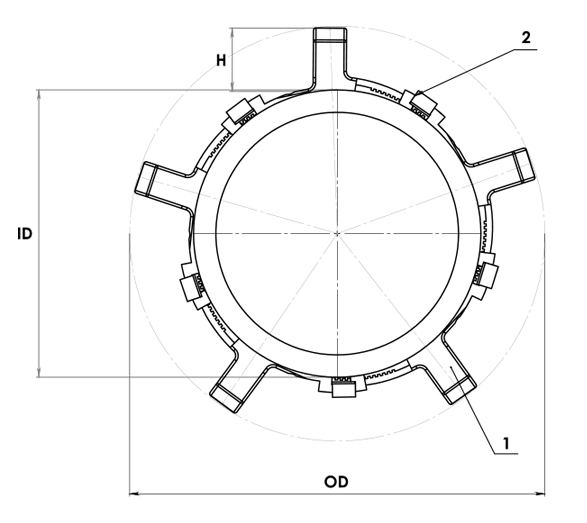 Чертёж Кольцо опорно-направляющее FS-Спрут H=50 1120 мм