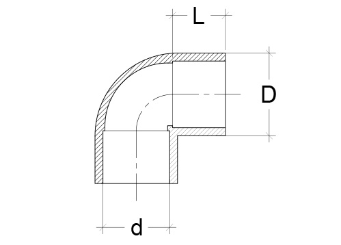 Чертёж Отвод 90° клеевой ПВХ (PVC-U) 110 мм