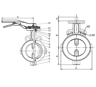 Чертеж затвор дисковый dwg