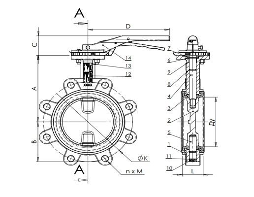 Чертеж затвор дисковый dwg