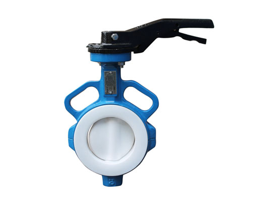 Дисковый поворотный затвор Tecflon PTFE 4449R-02 PN10/16 100 мм межфланцевый футерованный с ручкой