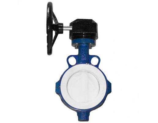 Дисковый поворотный затвор Tecflon PTFE 4449R-08 PN10/16 250 мм межфланцевый футерованный с редуктором